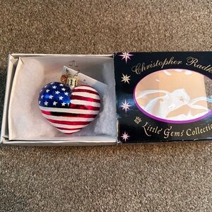 Christopher Radko American Flag Heart Ornament